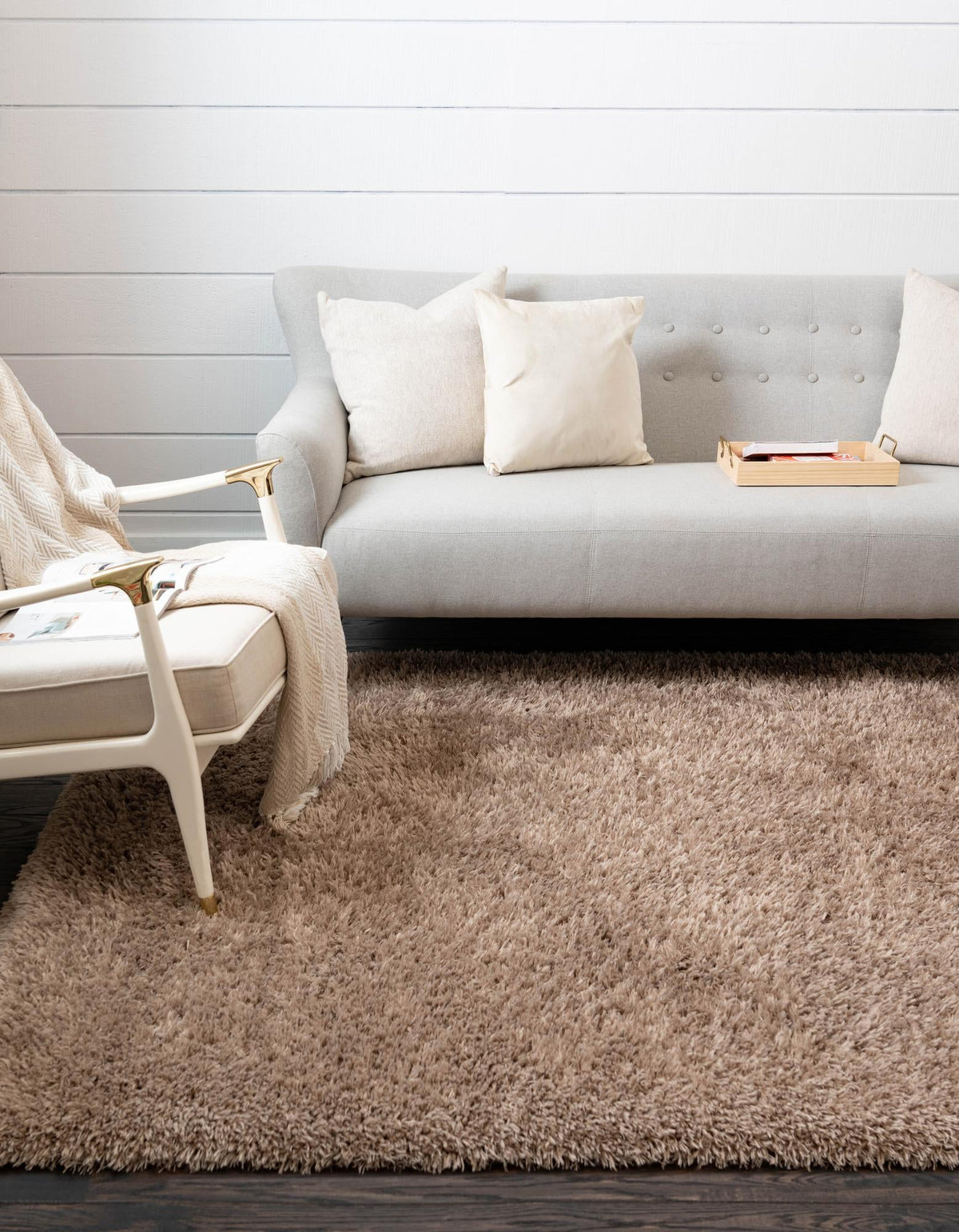 Eternal Plush Oasis Collection Area Rug -  Tranquility (Khaki) Rectangle Khaki  lifestyle 5