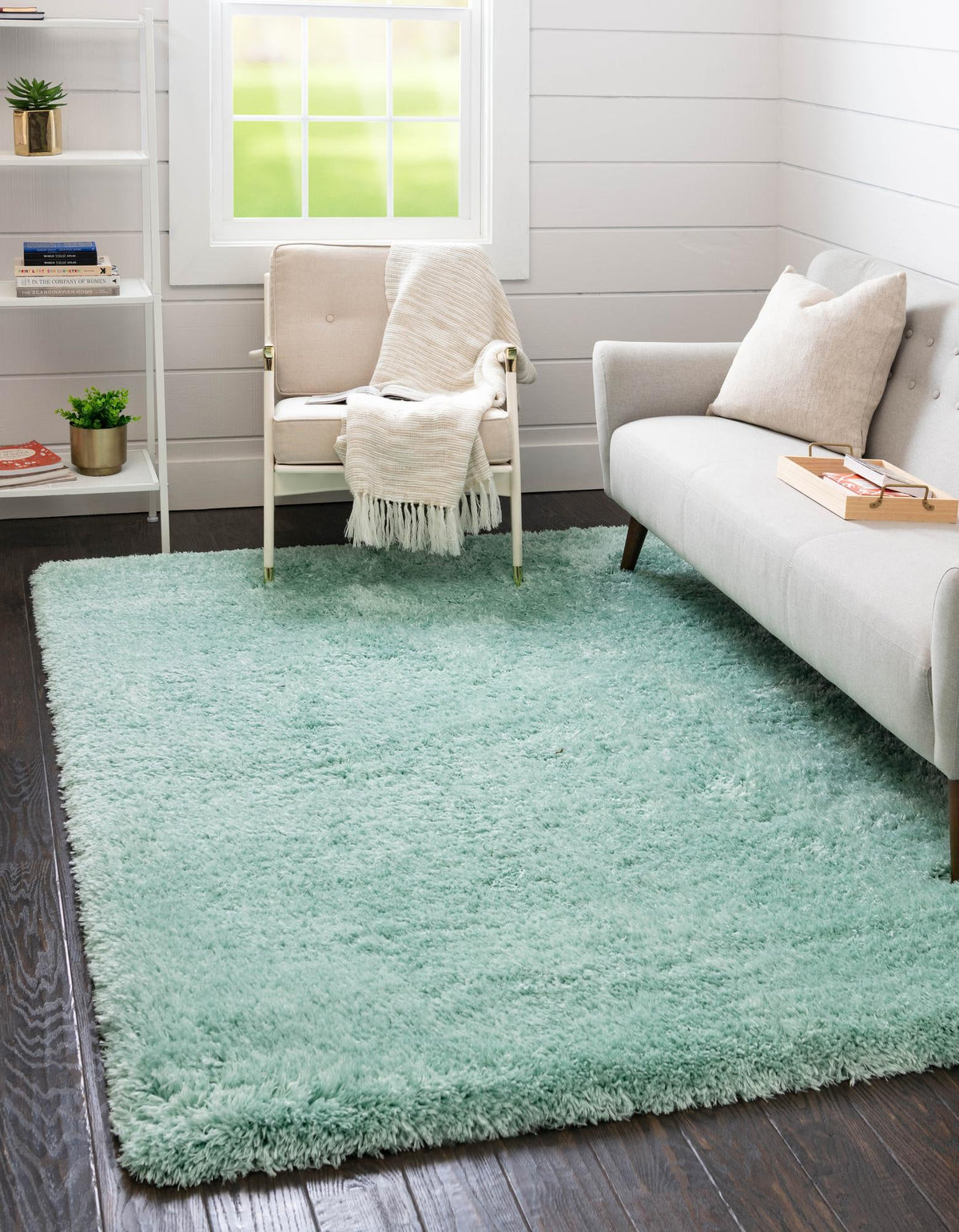 Eternal Plush Oasis Collection Area Rug -  Tranquility (Cyan) Rectangle Cyan  lifestyle 2