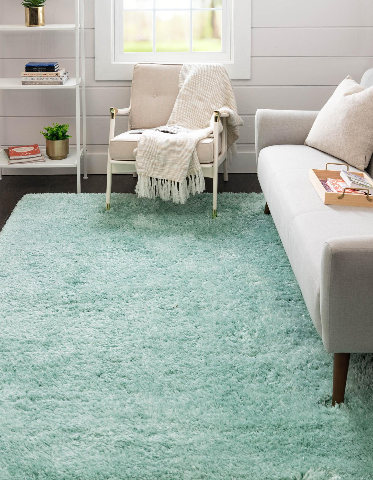 Eternal Plush Oasis Collection Area Rug -  Tranquility (Cyan) Rectangle Cyan  lifestyle 3