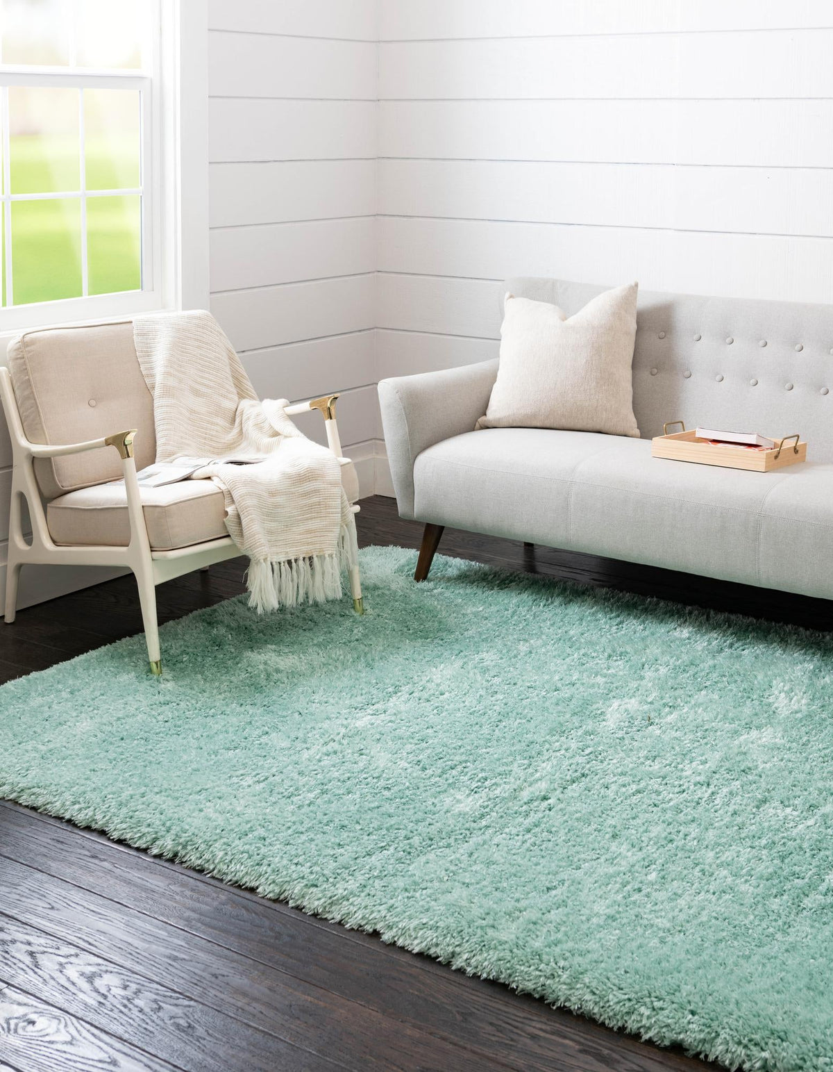 Eternal Plush Oasis Collection Area Rug -  Tranquility (Cyan) Rectangle Cyan  lifestyle 4