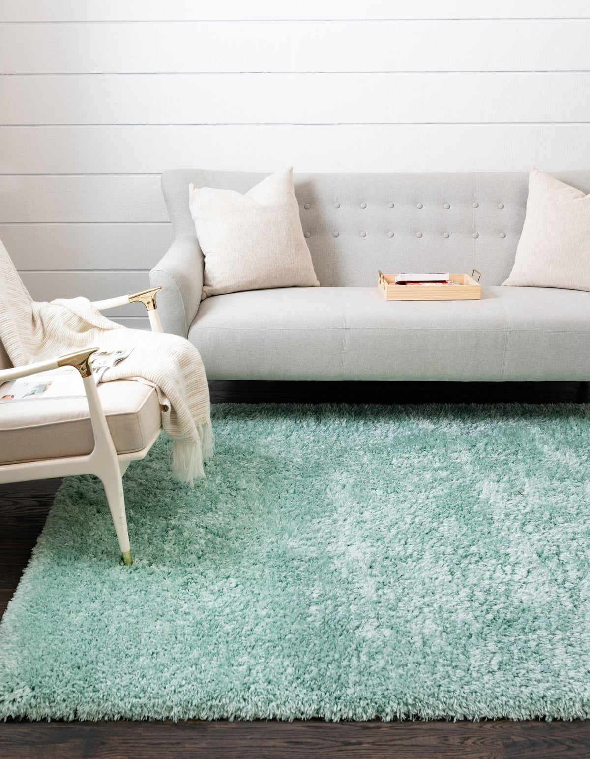 Eternal Plush Oasis Collection Area Rug -  Tranquility (Cyan) Rectangle Cyan  lifestyle 5