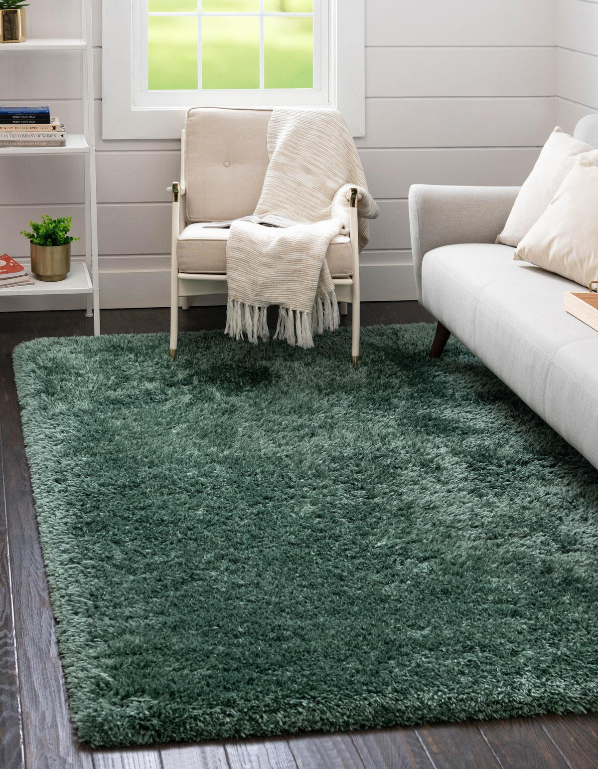 Eternal Plush Oasis Collection Area Rug -  Tranquility (Forest Green) Rectangle Forest Green  lifestyle 2