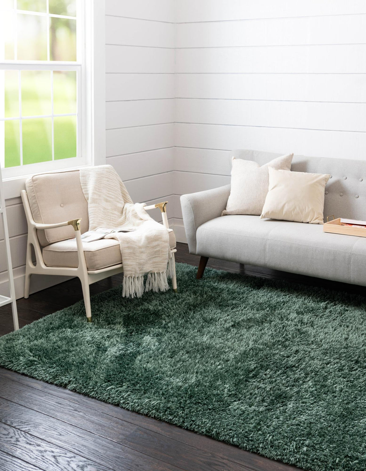 Eternal Plush Oasis Collection Area Rug -  Tranquility (Forest Green) Rectangle Forest Green  lifestyle 4