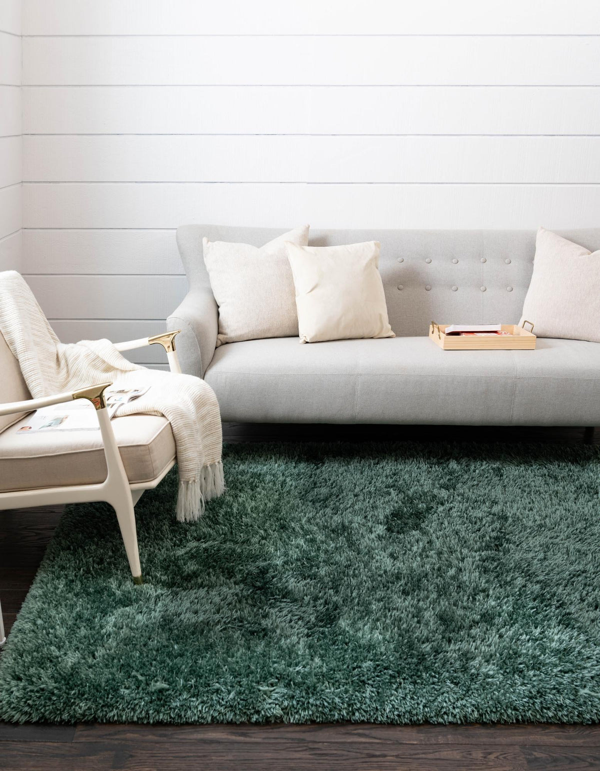 Eternal Plush Oasis Collection Area Rug -  Tranquility (Forest Green) Rectangle Forest Green  lifestyle 5
