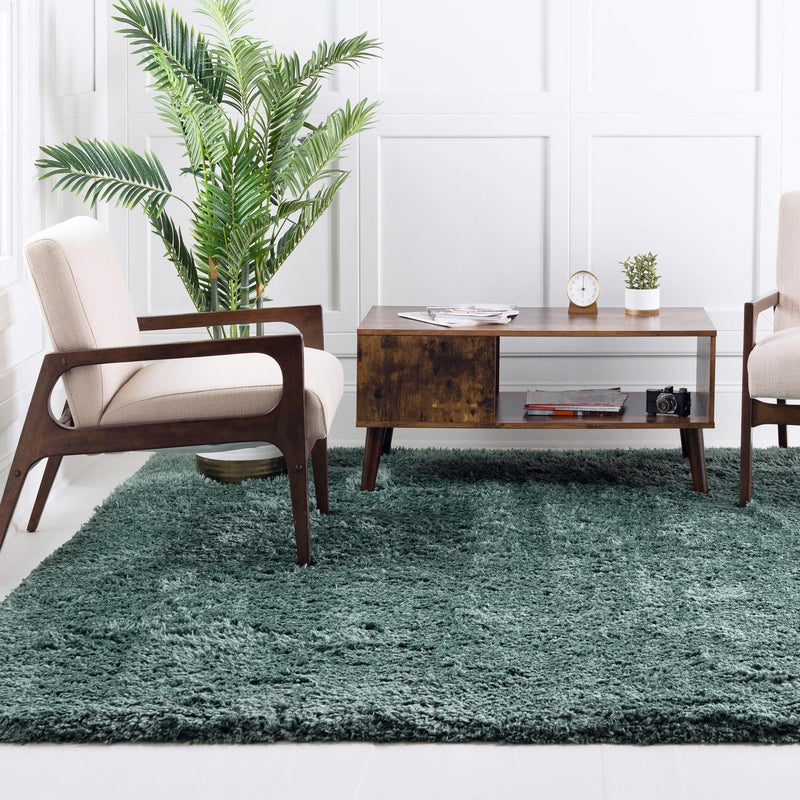 Eternal Plush Oasis Collection Area Rug -  Tranquility (Forest Green) Square Forest Green  lifestyle 20