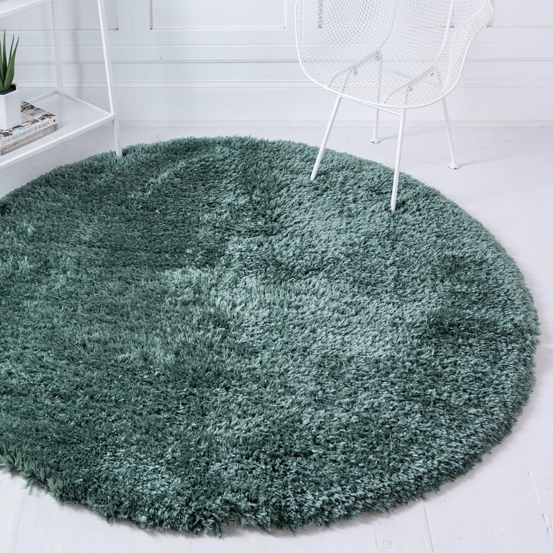 Eternal Plush Oasis Collection Area Rug -  Tranquility (Forest Green) Round Forest Green  lifestyle 27