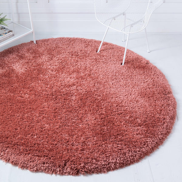 Eternal Plush Oasis Collection Area Rug -  Tranquility (Vintage Rose) Round Vintage Rose  lifestyle 12