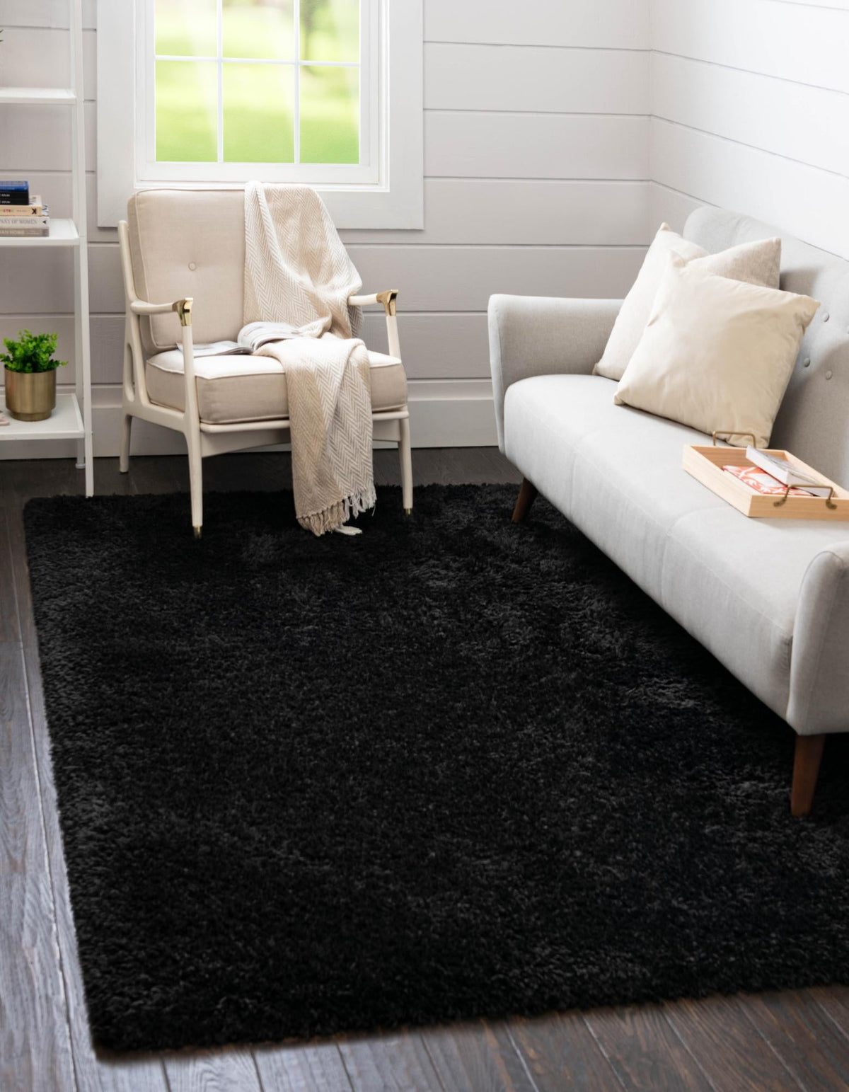 Eternal Plush Oasis Collection Area Rug -  Tranquility (Onyx Black) Rectangle Onyx Black  lifestyle 2