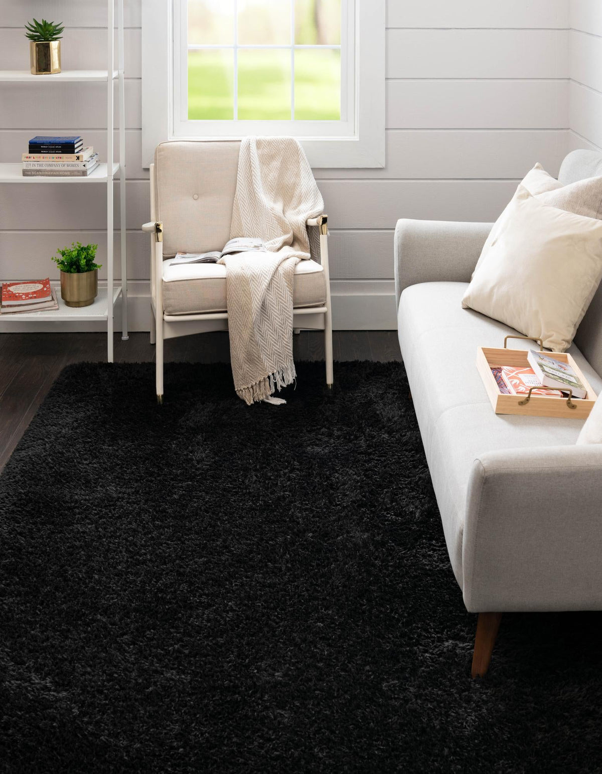 Eternal Plush Oasis Collection Area Rug -  Tranquility (Onyx Black) Rectangle Onyx Black  lifestyle 3