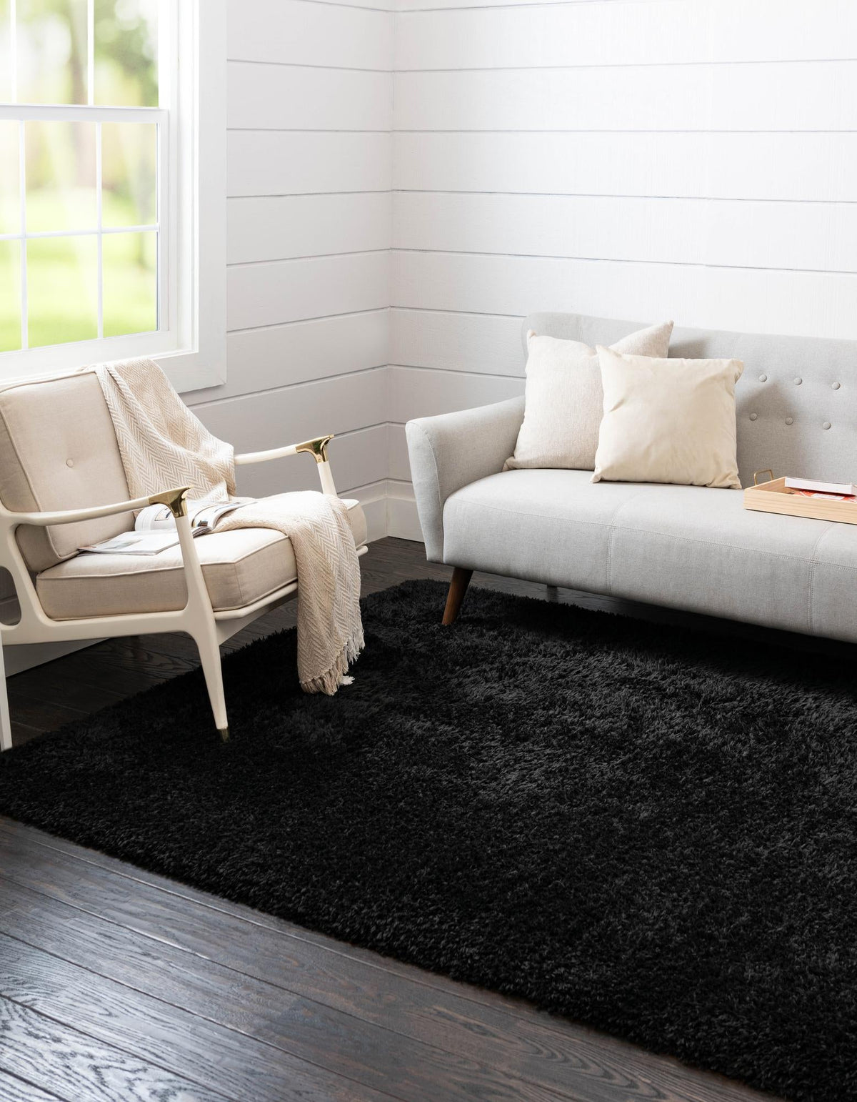 Eternal Plush Oasis Collection Area Rug -  Tranquility (Onyx Black) Rectangle Onyx Black  lifestyle 4