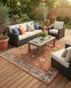 Patio Heritage Collection Area Rug -  Eden Square Antique Red  lifestyle 66