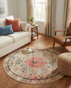 Patio Heritage Collection Area Rug -  Meadow Round Multi  lifestyle 76