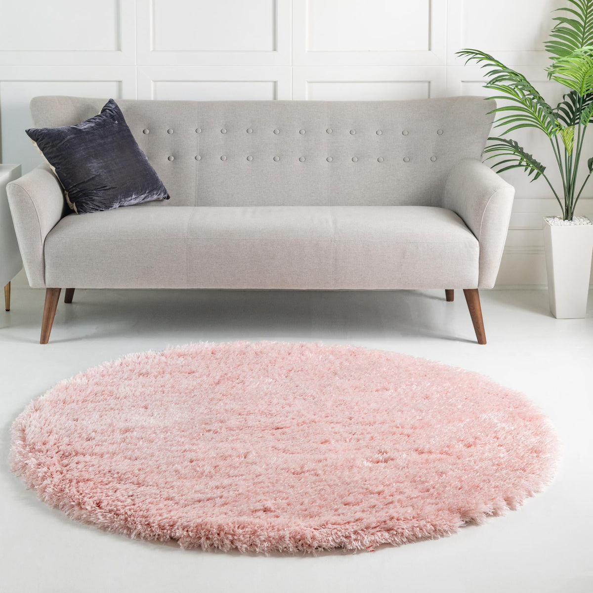 Eternal Plush Oasis Collection Area Rug -  Tranquility (Pink Lace) Round Pink Lace  lifestyle 47