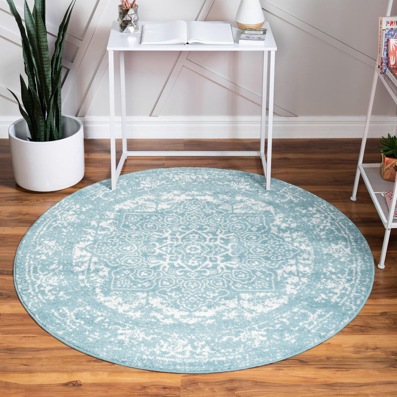 Georgetown Rugs Collection Area Rug - Dupont (Aqua) Round Aqua  lifestyle 16