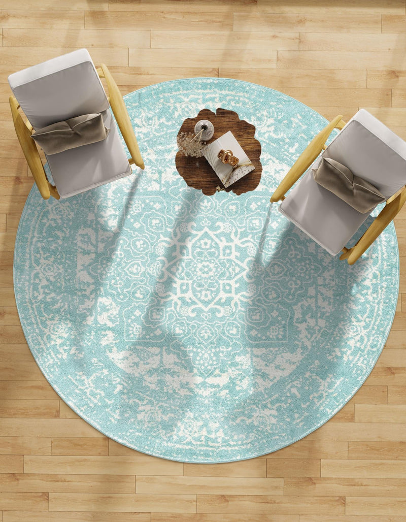 Georgetown Rugs Collection Area Rug - Dupont (Aqua) Round Aqua  lifestyle 44