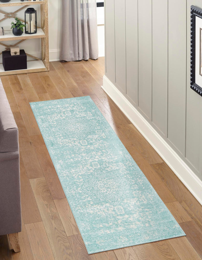 Georgetown Rugs Collection Area Rug - Dupont (Aqua) Runner Aqua  lifestyle 45