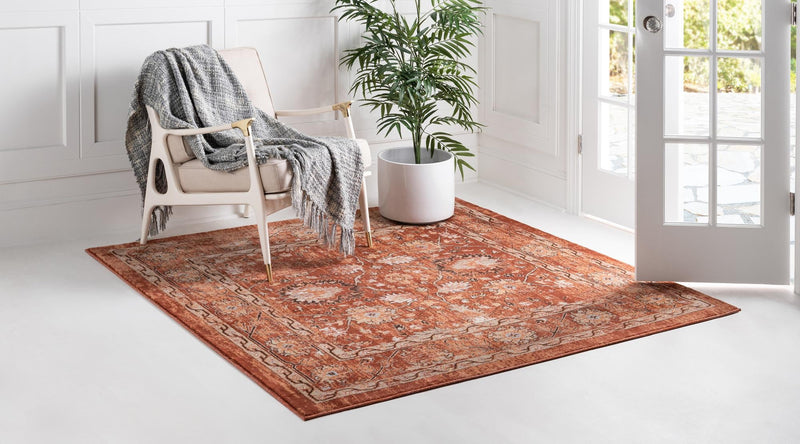 Copenhagen Dahlia Collection Area Rug -  Nørrebro Square Brick Red  lifestyle 73