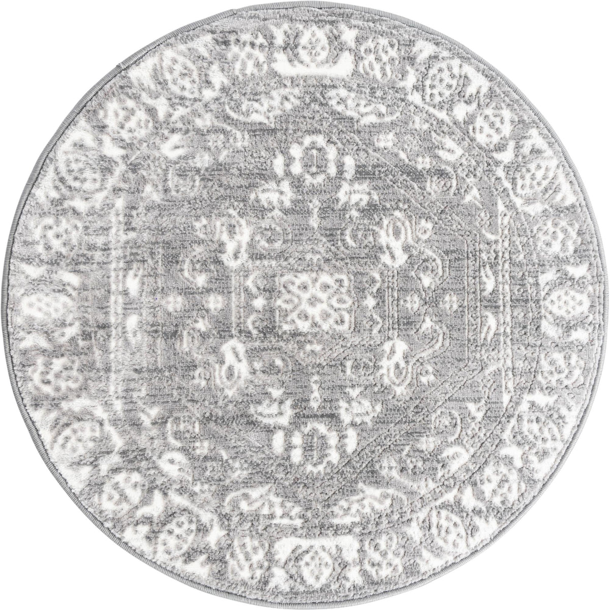 Charleston Elegance Collection Area Rug - Harborview Round Gray  lifestyle 46