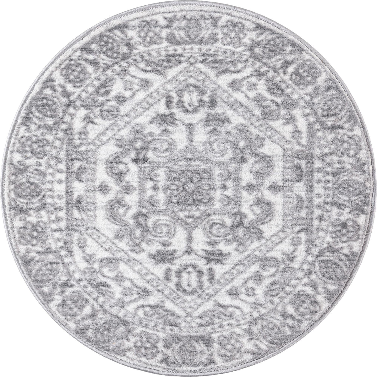 Charleston Elegance Collection Area Rug - Harborview Round White  lifestyle 118