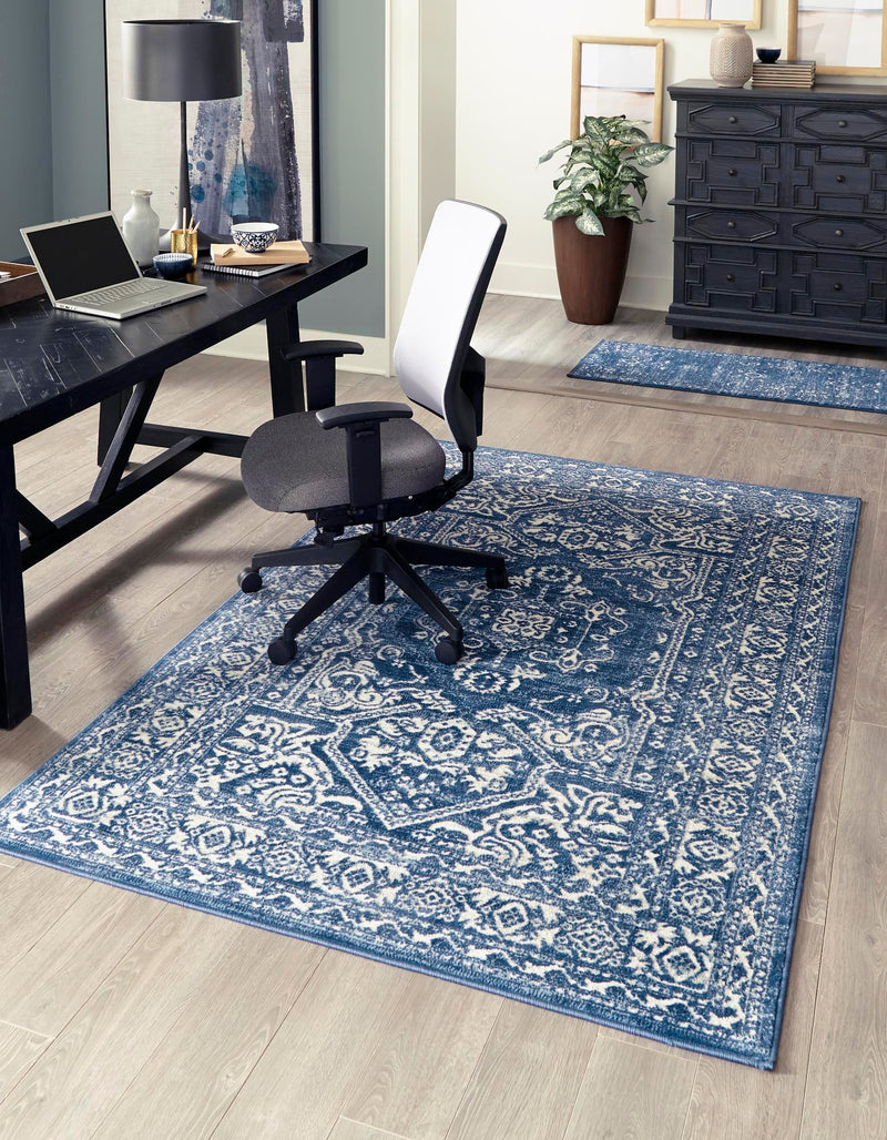 Charleston Elegance Collection Area Rug - Harborview Rectangle Blue  lifestyle 4