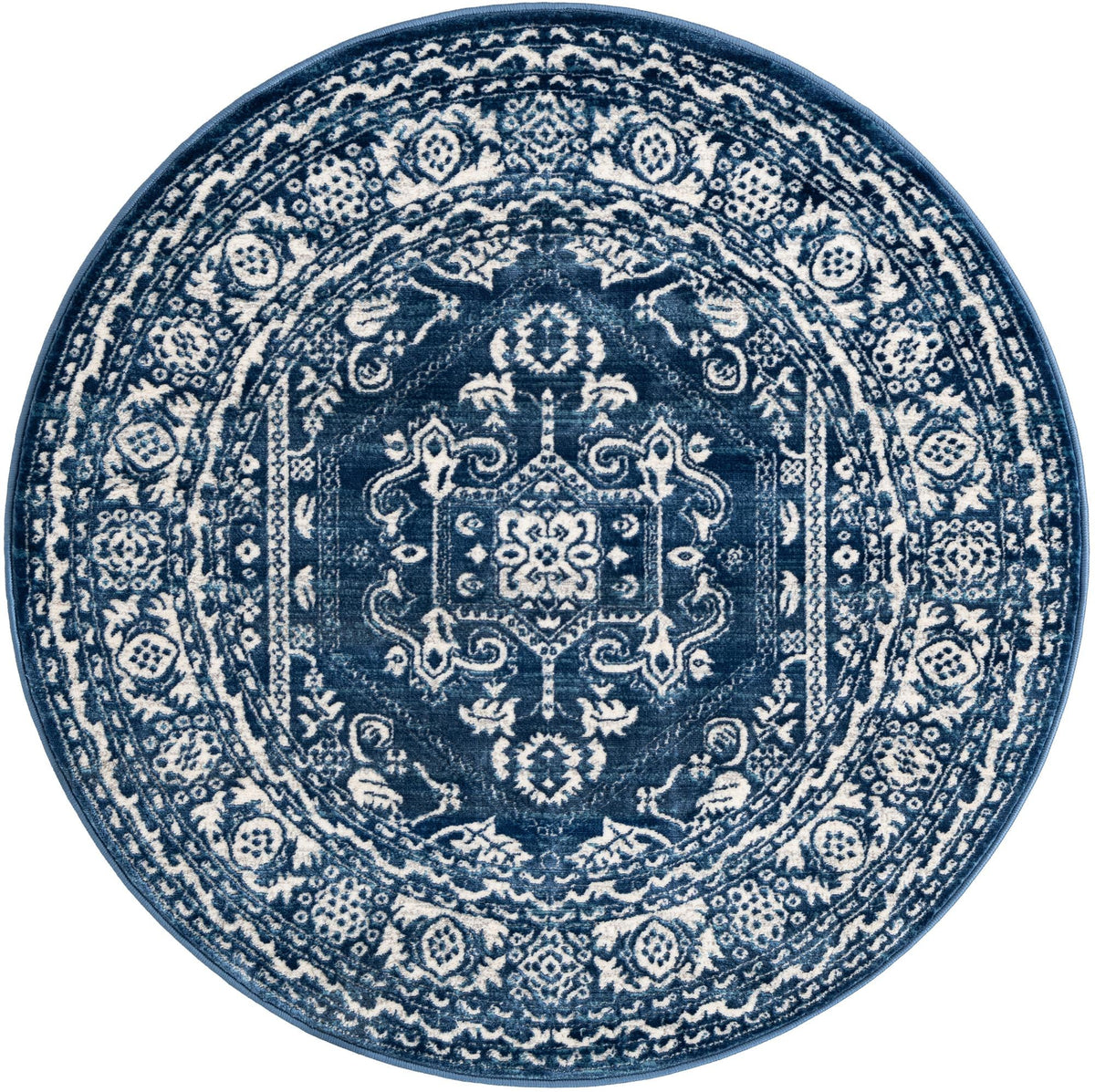 Charleston Elegance Collection Area Rug - Harborview Round Blue  lifestyle 44