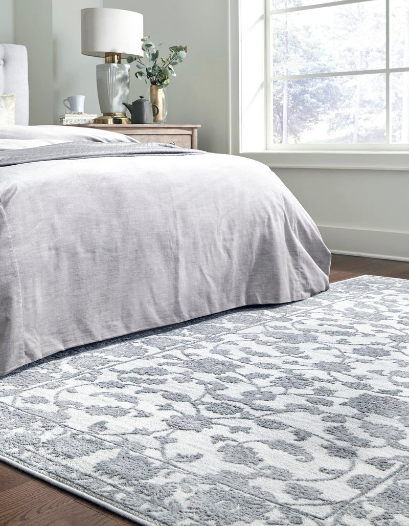 Charleston Elegance Collection Area Rug -  Seaport (white Gray) Rectangle white Gray  lifestyle 3