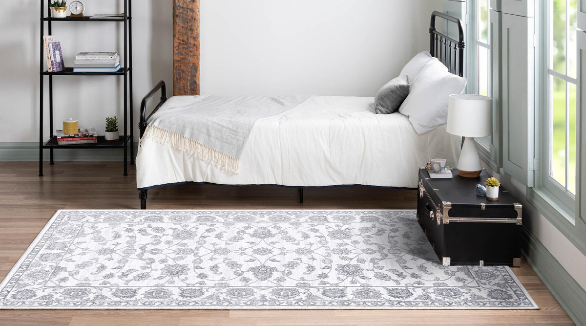 Charleston Elegance Collection Area Rug -  Seaport Rectangle Gray and White  lifestyle 29
