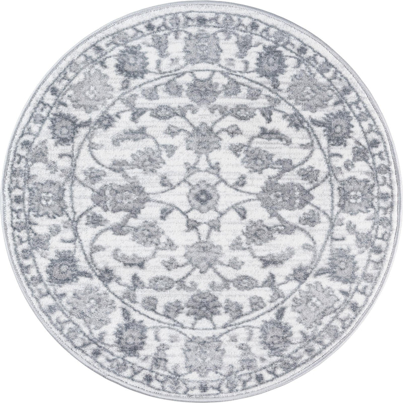 Charleston Elegance Collection Area Rug -  Seaport (white Gray) Round white Gray  lifestyle 15