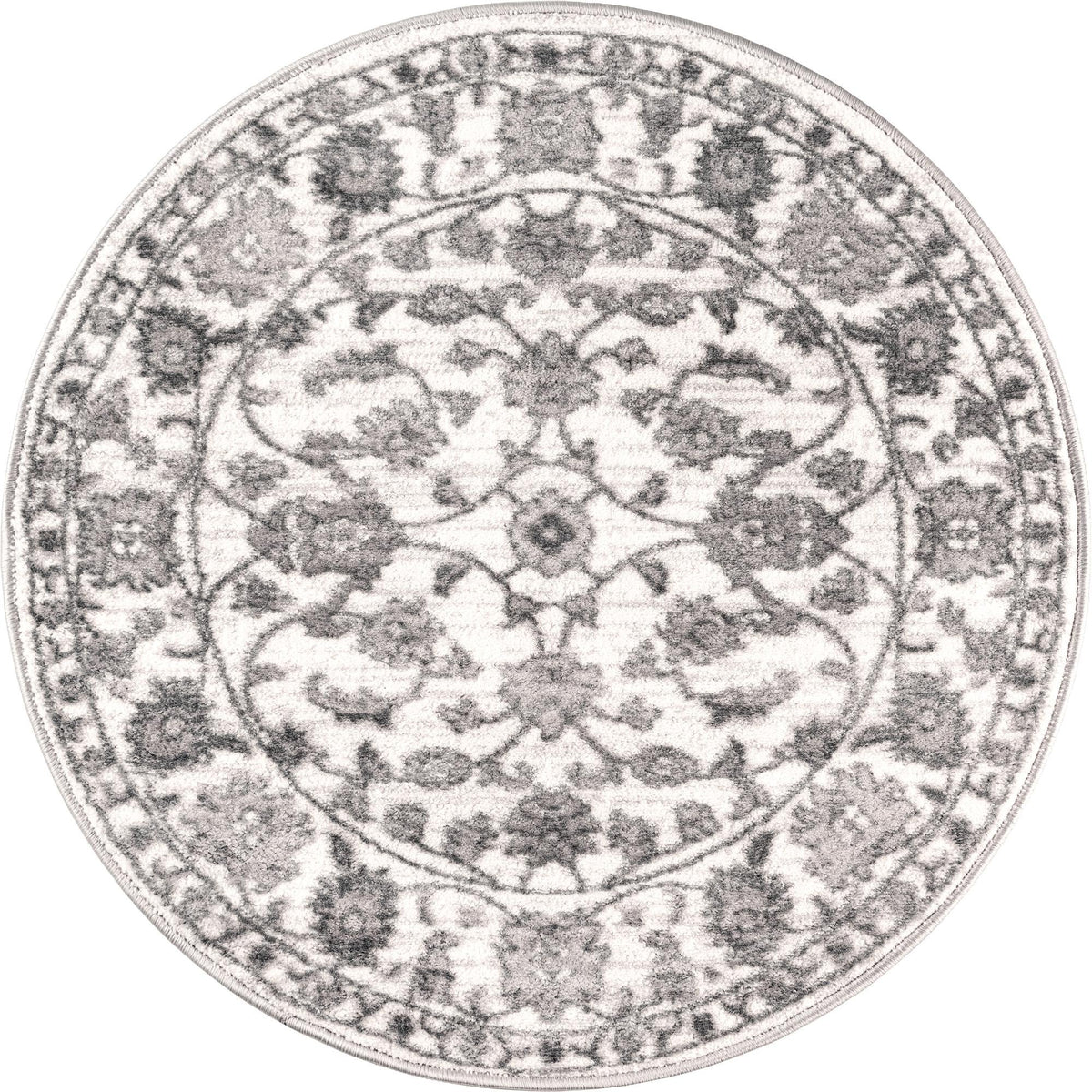 Charleston Elegance Collection Area Rug -  Seaport Round Gray and White  lifestyle 55