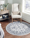 Charleston Elegance Collection Area Rug -  Seaport (white Gray) Round white Gray  lifestyle 19