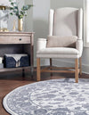 Charleston Elegance Collection Area Rug -  Seaport (white Gray) Round white Gray  lifestyle 24