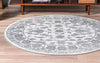 Charleston Elegance Collection Area Rug -  Seaport (white Gray) Round white Gray  lifestyle 29
