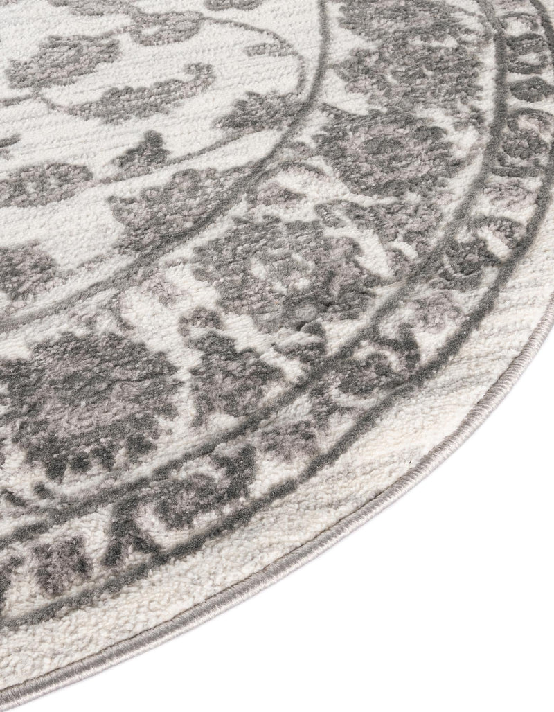 Charleston Elegance Collection Area Rug -  Seaport (white Gray) Round white Gray  lifestyle 35