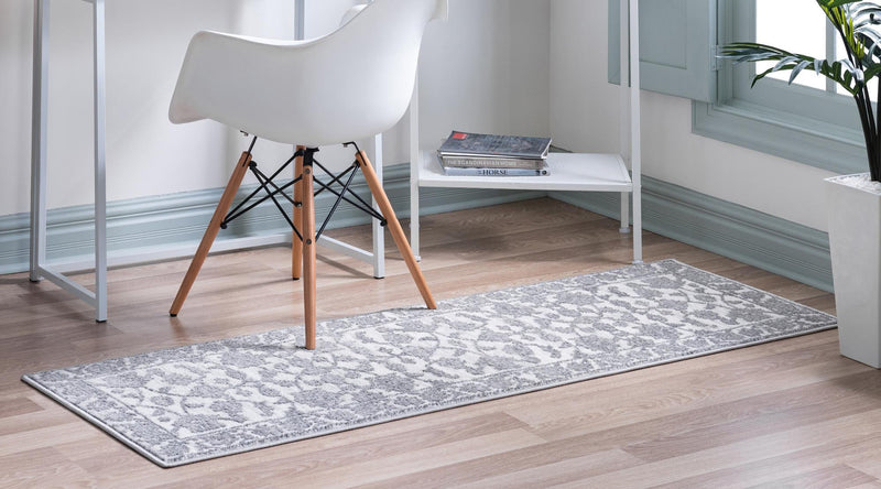 Charleston Elegance Collection Area Rug -  Seaport (white Gray) Runner white Gray  lifestyle 25