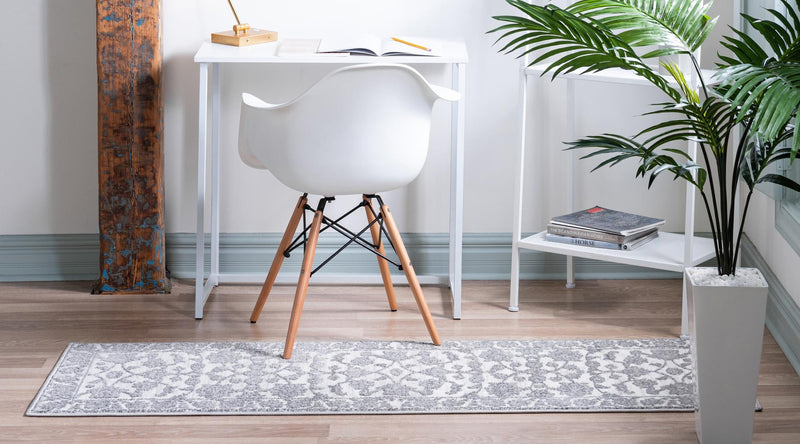 Charleston Elegance Collection Area Rug -  Seaport (white Gray) Runner white Gray  lifestyle 30