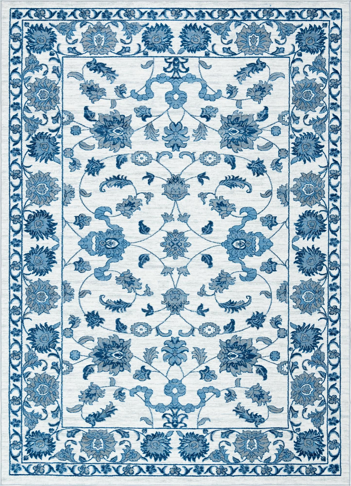 Charleston Elegance Collection Area Rug -  Seaport (White Blue) Rectangle White Blue Main