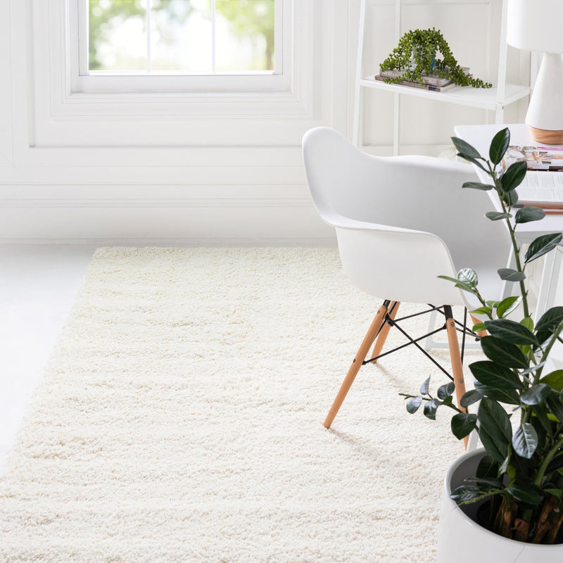 Cozy Comfort Shag Collection Area Rug - Haven (White) Rectangle White  lifestyle 3
