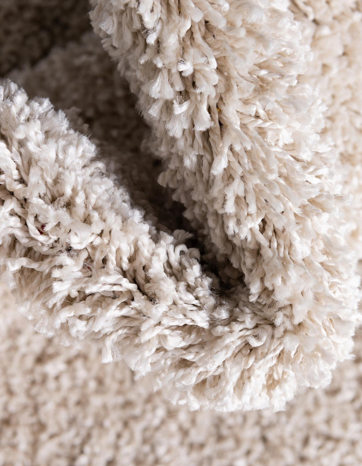 Cozy Comfort Shag Collection Area Rug - Haven (Oatmeal Beige) Round Oatmeal Beige  lifestyle 80