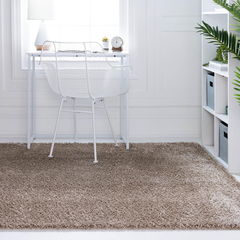 Cozy Comfort Shag Collection Area Rug - Haven (Khaki) Rectangle Khaki  lifestyle 4