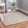 Cozy Comfort Shag Collection Area Rug - Haven (Khaki) Square Khaki  lifestyle 25