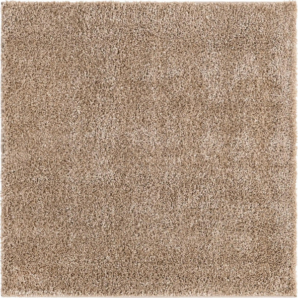 Cozy Comfort Shag Collection Area Rug - Haven (Khaki) Square Khaki  lifestyle 16