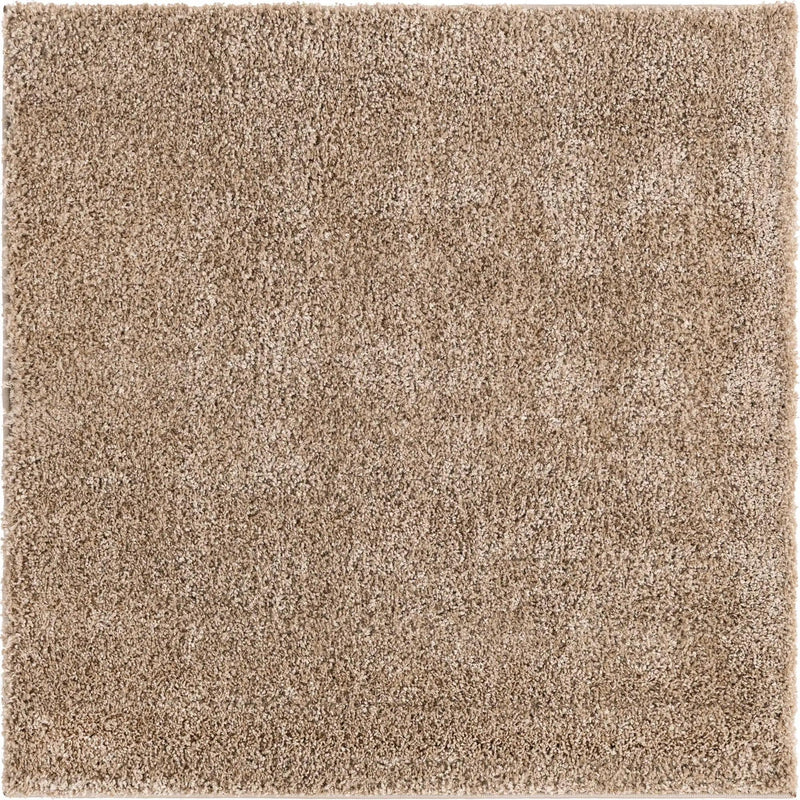 Cozy Comfort Shag Collection Area Rug - Haven (Khaki) Square Khaki  lifestyle 16
