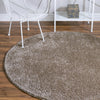 Cozy Comfort Shag Collection Area Rug - Haven (Khaki) Round Khaki  lifestyle 23