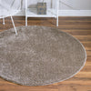 Cozy Comfort Shag Collection Area Rug - Haven (Khaki) Round Khaki  lifestyle 26