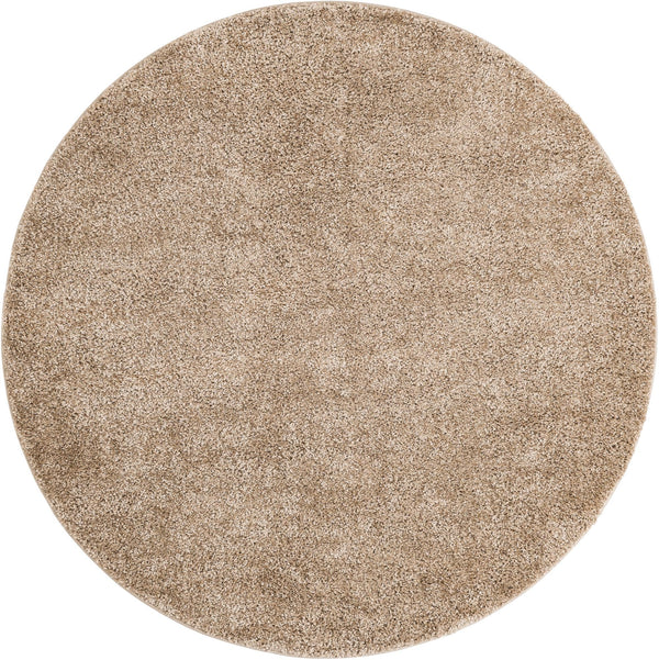 Cozy Comfort Shag Collection Area Rug - Haven (Khaki) Round Khaki  lifestyle 17