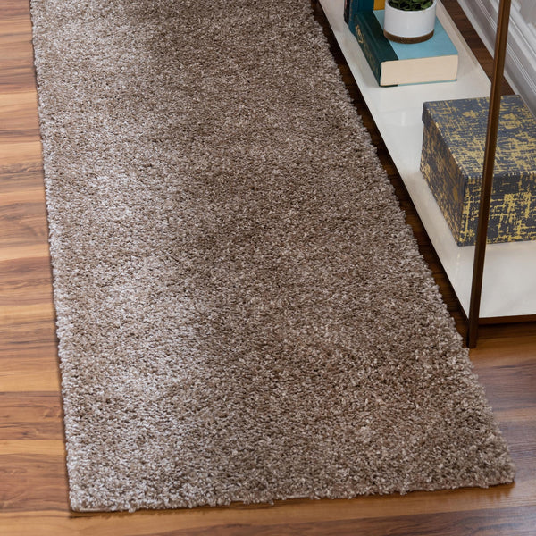Cozy Comfort Shag Collection Area Rug - Haven (Khaki) Runner Khaki  lifestyle 21