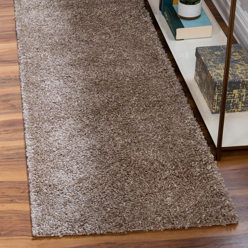 Cozy Comfort Shag Collection Area Rug - Haven (Khaki) Runner Khaki  lifestyle 21