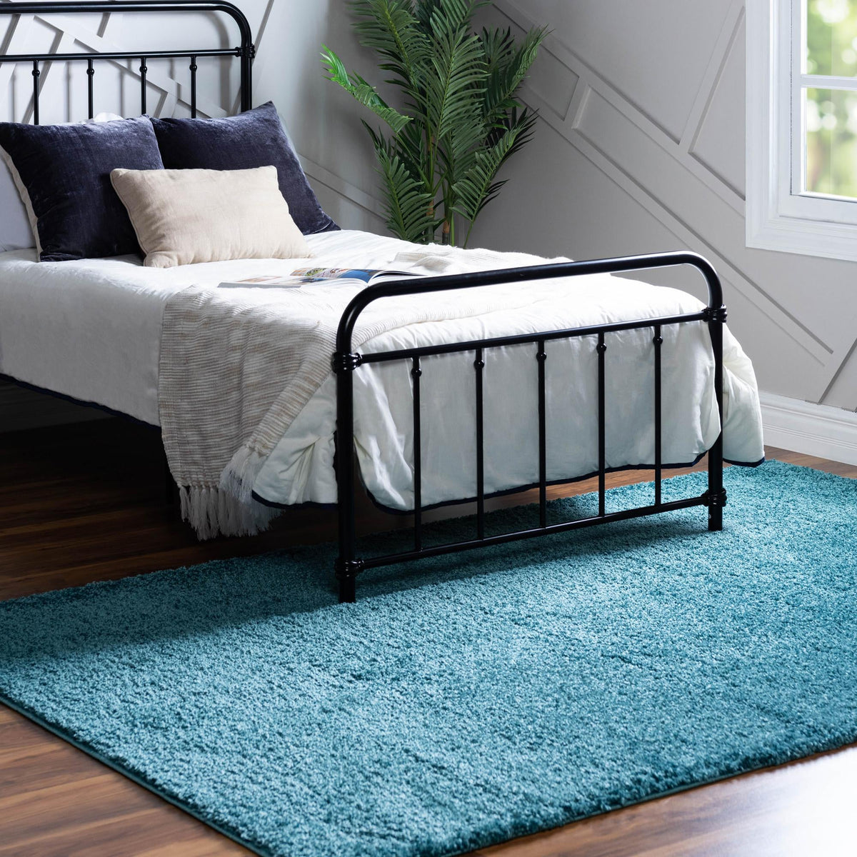 Cozy Comfort Shag Collection Area Rug - Haven (Turquoise) Rectangle Turquoise  lifestyle 2