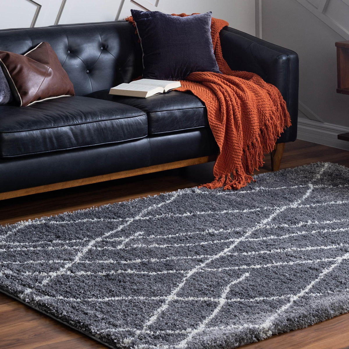 Cozy Haven Shag Collection Area Rug - Serenity (Pebble Gray) Rectangle Pebble Gray  lifestyle 2