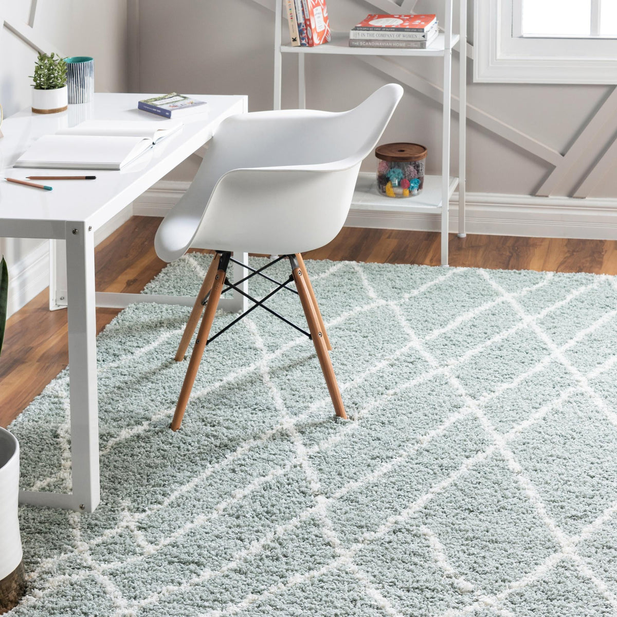 Cozy Haven Shag Collection Area Rug - Serenity (Sage Green) Rectangle Sage Green  lifestyle 2